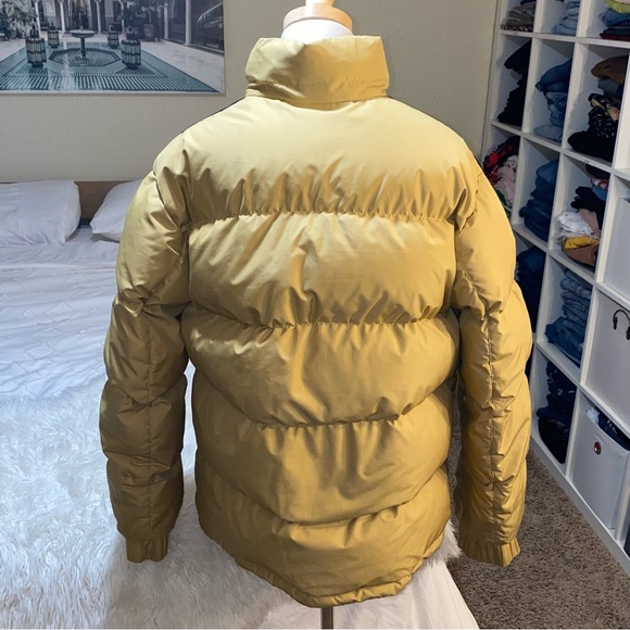 Nike | Rare Vintage Down Puffer Jacket Full Zip Hooded Muted Yellow Black Stripe - Picture 6 of 16